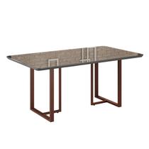 Mesa para Sala de Jantar Retangular 160x90cm MDF com Vidro Lunna Cinza/Marrom/Grafite Mesa para Sala de Jantar Retangular 160x90cm MDF com Vidro Lunna Cinza/Marrom/Grafite