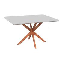 Mesa para Sala de Jantar Retângular Tampo Laqueado com Vidro Espelhado 120cm - Liza