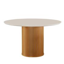 Mesa para Sala de Jantar Tampo com Vidro Dara Marrom/Castanho Cinamomo/Off White Mesa para Sala de Jantar Tampo com Vidro Dara Marrom/Castanho Cinamomo/Off White