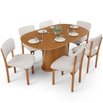 Mesa Para Sala De Jantar Valência Com 06 Cadeiras Sala De Jantar Dara L02 Bouclê Cru - Lyam Decor Mesa Para Sala De Jantar Valência Com 06 Cadeiras Sala De Jantar Dara L02 Bouclê Cru - Lyam Decor