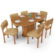 Mesa Para Sala de Jantar Valência com 06 Cadeiras Sala de Jantar Dara L02 material sintético Fendi - Lyam Decor Mesa Para Sala de Jantar Valência com 06 Cadeiras Sala de Jantar Dara L02 material sintético Fendi - Lyam Decor