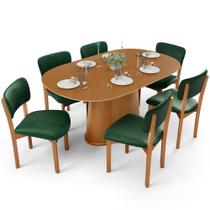 Mesa Para Sala De Jantar Valência Com 06 Cadeiras Sala De Jantar Dara L02 material sintético Verde Musgo - Lyam Decor