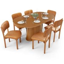 Mesa Para Sala De Jantar Valência Com 06 Cadeiras Sala De Jantar Dara L02 material sintético Whisky - Lyam Decor