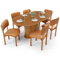 Mesa Para Sala de Jantar Valência com 06 Cadeiras Sala de Jantar Dara L02 material sintético Whisky - Lyam Decor
