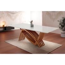 Mesa para Sala de Jantar Zurick 220cm Madeira Maciça Marrom/Imbuia/Laq. Off White Mesa para Sala de Jantar Zurick 220cm Madeira Maciça Marrom/Imbuia/Laq. Off White