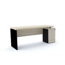 Mesa Pé Painel com Gaveteiro 3 Gavetas PE40 em MDP 164 x 60 cm Cor Nogueira CasaBlanca Base Preta