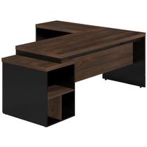 Mesa PEDESTAL com MESA AUXILIAR - 1,92x1,60m - WORKSTART - MARSALA / PRETO - 23484