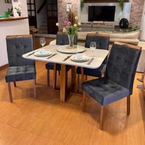 Mesa pedro 90 mel/off white com 4 cadeiras sophia/capri mel/veludo grafite art assentos + wm decor Mesa pedro 90 mel/off white com 4 cadeiras sophia/capri mel/veludo grafite art assentos + wm decor