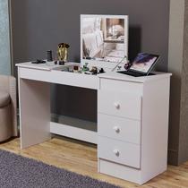 Mesa Penteadeira Com Espelho E 3 Gavetas E Colmeia Com Puxadores Redondo Quarto E Tampo Para Home Office