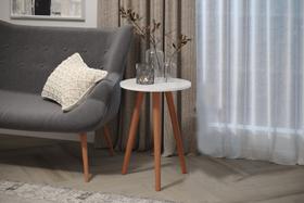 Mesa Pernas Palito Apoio Lateral Mesinha Branca de Canto Mdf