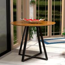 Mesa Pés Ferro Jantar Sala Cozinha Industrial Laís 110 Cm Redondo Nature