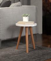 Mesa Pés Palitos Off White De Canto Para Apoio Sofisticada