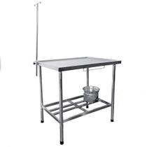 Mesa Pet Total Inox Desmontável Mod. 7194 - Com Dreno e Grade Pingadeira 1,50 x 070 Aço Inox 430 Suporta até 70 kg - Imeca