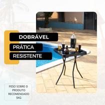 Mesa Petisqueira com Tampo Preto Apoio Petiscos Desmontável Dobrável Portátil De Plástico Mesa Petisqueira com Tampo Preto Apoio Petiscos Desmontável Dobrável Portátil De Plástico