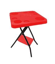 Mesa Petisqueira Dobrável Tampo Plástico p/ Copos Garrafas