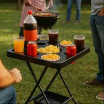 Mesa Petisqueira Multiuso Dobrável Desmontável Portátil Bandeja Churrasco Bar Piscina Área Lazer