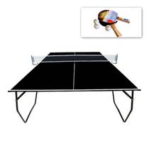 MESA PING PONG COM RODIZIO MDP 15mm KLOPF 1087 COR PRETA + KIT 2 Raquetes e 3 Bolinhas 5055 MESA PING PONG COM RODIZIO MDP 15mm KLOPF 1087 COR PRETA + KIT 2 Raquetes e 3 Bolinhas 5055