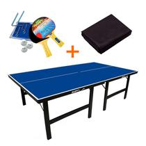 MESA PING PONG ESPECIAL 18 MM - KLOPF 1002 + KIT TÊNIS DE MESA - 5031 + Capa Impermeável