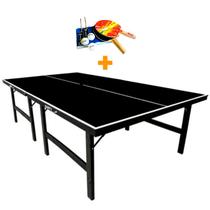 Mesa ping pong especial cor preta mdp 15mm - 1010 klopf + kit tênis de mesa 5030