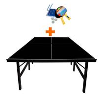 Mesa ping pong especial cor preta mdp 15mm - klopf 1010 + kit tênis de mesa 5031