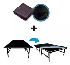 MESA PING PONG PRETA MDP 15mm KLOPF 1010 KLOPF OFICIAL + Kit Completo TENIS DE MESA com rede retratil Oficial + capa