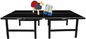MESA PING PONG PRETA MDP 15mm KLOPF 1010 KLOPF OFICIAL + Kit Completo TENIS DE MESA com rede retratil Oficial
