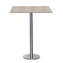 Mesa Pisa Beta Bistrô Fratini 107,50cm (A) Disco Redondo Inox Tampo MDP Quadrado Castanheira 80cm(L)