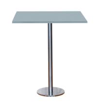 Mesa Pisa Beta Bistrô Fratini 107,50cm (A) Disco Redondo Inox Tampo MDP Quadrado Cinza 80cm (L)