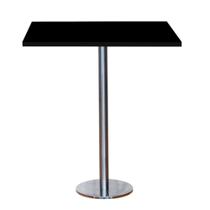 Mesa Pisa Beta Bistrô Fratini 107,50cm (A) Disco Redondo Inox Tampo MDP Quadrado Preto 80cm( L)