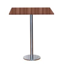 Mesa Pisa Beta Bistrô Fratini 107,50cm (A) Disco Redondo Inox Tampo MDP Quadrado Walnut 60cm (L)