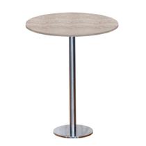 Mesa Pisa Beta Bistrô Fratini 107,50cm (A) Disco Redondo Inox Tampo MDP Redondo Castanheira 60cm (L)