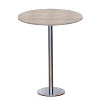 Mesa Pisa Beta Bistrô Fratini 107,50cm (A) Disco Redondo Inox Tampo MDP Redondo Castanheira 80cm (L)