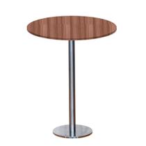 Mesa Pisa Beta Bistrô Fratini 107,50cm (A) Disco Redondo Inox Tampo MDP Redondo Walnut 70cm (L)