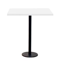 Mesa Pisa Beta Bistrô Fratini 107,50cm (A) Disco Redondo Preto Tampo MDP Quadrado Branco 60cm (L)