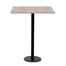 Mesa Pisa Beta Bistrô Fratini 107,50cm (A) Disco Redondo Preto Tampo MDP Quadrado Castanheira 60cm(L)