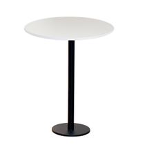 Mesa Pisa Beta Bistrô Fratini 107,50cm (A) Disco Redondo Preto Tampo MDP Redondo Branco 70cm (L)