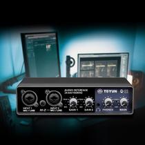 Mesa Placa De Som 2 Canais Interface De Áudio Q-24 Gravação Profissional Áudio Mixer Canal Teyun
