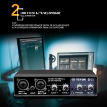 Mesa Placa De Som 2 Canais Interface De Áudio Q-24 Gravação Profissional Teyun