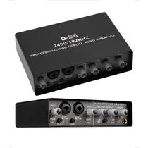 Mesa Placa De Som Gravação Profissional Interface De Áudio 2 Canais Q-24