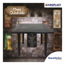 Mesa Plástica 90cm Desmontável Quadrada Preta