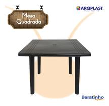 Mesa Plástica 90cm Desmontável Quadrada Preta - Arqplast