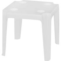 Mesa Plástica de Apoio com Porta Copos Branca