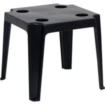 Mesa Plástica de Apoio com Porta Copos Preta Bel