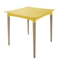 Mesa plastica diana amarelacom pernas de madeira - TRAMONTINA