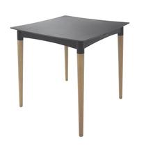 Mesa plastica diana preta com pernas de madeira