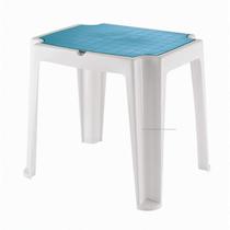 Mesa plastica infantil versa branca com tampa de plastico azul - TRAMONTINA