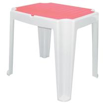 Mesa plastica infantil versa branca com tampa de plastico rosa
