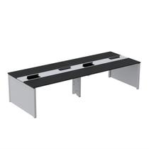 Mesa Plataforma Dupla para 4 Lugares para Coworking 130x120/4p Preto/Cinza - Pandin Móveis