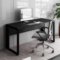 Mesa Plataforma Individual com Caixa de Tomadas Pés Metal 120cm Industrial Executive Preto