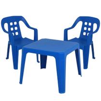 Mesa Play Infantil 61 x 46cm Azul com 2 Cadeiras de Plástico Infantil Azul BEL